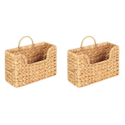 2X Handwoven Water Hyacinth Wall Magazine Holder - Hanging Organizer for Mail, Newspapers & Magazines, Boho Basket