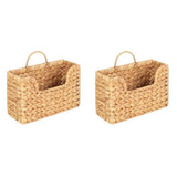 2X Handwoven Water Hyacinth Wall Magazine Holder - Hanging Organizer for Mail, Newspapers & Magazines, Boho Basket
