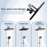 12 Inch Shower Set with Overhead Rain Spray and 7 Function Handheld Showerhead, Three Way Diverter for Easy Installation, Complete Bathroom Fixture Kit
