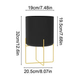 12.6x8.1in Large Metal Floor Planter with Stand Decorative Iron Pot with Drainage Holes for Living Room Office Garden Balcony Indoor Plants Black Gold White