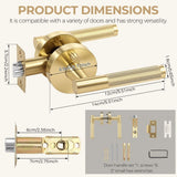 Champagne Gold Privacy Door Handle with Knob Indoor for Bedroom or Bathroom Heavy Duty Door Handle Interior with Lock for Left Right Sided