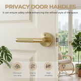Champagne Gold Privacy Door Handle with Knob Indoor for Bedroom or Bathroom Heavy Duty Door Handle Interior with Lock for Left Right Sided