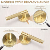 Champagne Gold Privacy Door Handle with Knob Indoor for Bedroom or Bathroom Heavy Duty Door Handle Interior with Lock for Left Right Sided
