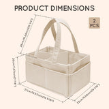 2Pcs Diaper Caddy Organizer with Inner Compartment Organization Sturdy Comfortable Carry Design for Nursery Baby Shower Newborn