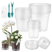 30Pcs Clear Nursery Pots with Multiple Drainage Holes & Dedicated Tray Transparent Seedling Flower Pot for Succulent Herb Orchid Flower In Australia - Darrahopens