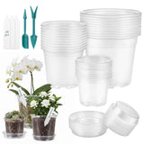 30Pcs Clear Nursery Pots with Multiple Drainage Holes & Dedicated Tray Transparent Seedling Flower Pot for Succulent Herb Orchid Flower In Australia - Darrahopens