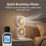Dual 350° Rotatable Head Rechargeable Desk Fan, Quiet Brushless USB Portable Air Circulator, Small Personal Cooling Fan for Bedroom Office Dorm Camping Travel (Yellow)