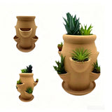 Darrahopens Home & Garden > Home Office Accessories > Calendars, Organisers & Planners Multi Pocket Terracotta Vertical Tower green foliageer With Matching Drain Tray, Space Saving Succulent Herb Growing Pot Matching Flowerpots With Dish Ceramic Decor Sets In Australia - Darrahopens
