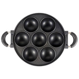 7-Cup Nonstick Baking Pan with Handle,Mini Muffin Tray,Round Metal Oven Bakeware,Black