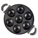 7-Cup Nonstick Baking Pan with Handle,Mini Muffin Tray,Round Metal Oven Bakeware,Black