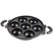 7-Cup Nonstick Baking Pan with Handle,Mini Muffin Tray,Round Metal Oven Bakeware,Black