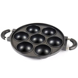 7-Cup Nonstick Baking Pan with Handle,Mini Muffin Tray,Round Metal Oven Bakeware,Black
