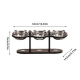 Darrahopens Pet Care > Dog Supplies > Dog Bowls, Feeders & Waterers Elevated 3-Bowl Pet Feeder,15æ\x8e³ Tilted Adjustable Height Stand with Stainless Steel Bowls,Non- Base for Cats and Small Dogs,16.5x6.3in