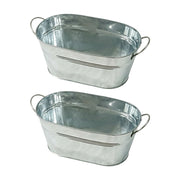Party Drink Chiller Ice Buckets Set, 2 Piece Galvanized Oval Beverage Tub with Side Handle and Wide Opening Design for Patios Gatherings and Buffets Tables In Australia - Darrahopens