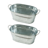 Party Drink Chiller Ice Buckets Set, 2 Piece Galvanized Oval Beverage Tub with Side Handle and Wide Opening Design for Patios Gatherings and Buffets Tables In Australia - Darrahopens