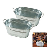 Party Drink Chiller Ice Buckets Set, 2 Piece Galvanized Oval Beverage Tub with Side Handle and Wide Opening Design for Patios Gatherings and Buffets Tables In Australia - Darrahopens