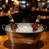 Party Drink Chiller Ice Buckets Set, 2 Piece Galvanized Oval Beverage Tub with Side Handle and Wide Opening Design for Patios Gatherings and Buffets Tables In Australia - Darrahopens