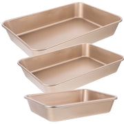 Golden Carbon Steel Baking Pan Set, Nonstick, Versatile for Oven