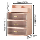 Makeup Organizer with 3 Large Drawers, Clear Rectangular Compartments for Brushes & Eyeshadow, Bathroom Vanity Storage