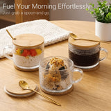 4 Packs Vintage Coffee Mugs, 14oz Embossed Glass Cups, Overnight Oats Containers with Lids, Vintage Mugs Set, Coffee Bar Accessories In Australia - Darrahopens