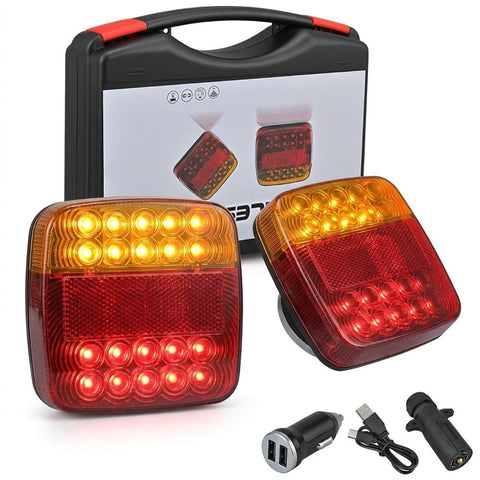 Magnetic Trailer Lights, Rechargeable LED Trailer Light Kit with Strong Magnetic Base, Waterproof Portable Tow Lights for Trucks, Boats, RVs, SUVs and Trailers, 2-Pack In Australia - Darrahopens