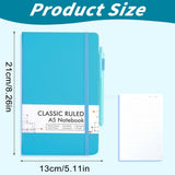 5 Pack Notebooks Journals, A5 Hardcover Ruled Lined with 5 Black Pens, 5 Set, Sky Blue, Notebook Set, Pen Set, Supply