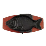 Heat Resistant Iron Fish Serving Plate with Wood Base Multi Color for Kitchen and Restaurant In Australia - Darrahopens
