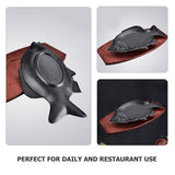 Heat Resistant Iron Fish Serving Plate with Wood Base Multi Color for Kitchen and Restaurant In Australia - Darrahopens