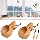 6Pack Nordic Style Wooden Cup Cup Portable Outdoor Camping Drinking Mug Wooden Coffee Cup with Wooden Spoon,6 x cups 6 x spoons,Wood Color In Australia - Darrahopens