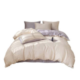 Solid Color Ice Silk Bedding Set 4 Pieces, Summer Breathable Sheets and Covers, Lightweight and Cooling, Machine Washable