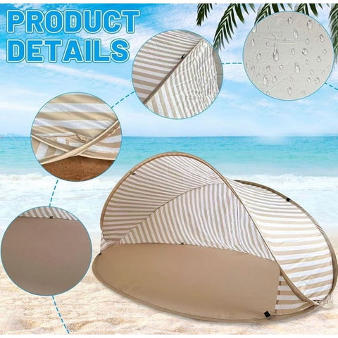 Pop Up Beach Tent with UPF 50+ Sun Protection, Automatic Setup in Seconds, Portable and Compact Design for Beach Camping, Includes Carry Bag, Windproof and Ventilated In Australia - Darrahopens