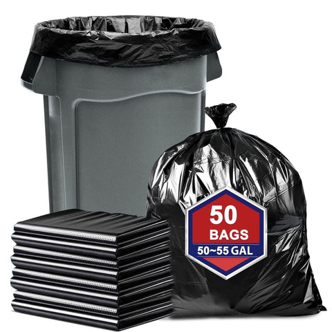 55 Gallon Trash Bags(50 Count), Black Heavy Duty Large Big Garbage Bags Can Yard Lawn Liners 1.5 Mil In Australia - Darrahopens