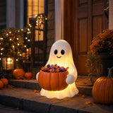 Light Up Ghost Pumpkin Candy Bowl, LED Glowing Ghost Treat Bowl, Halloween Outdoor Decor for Front Porch Yard, Fall Halloween Decorations 1pcs In Australia - Darrahopens