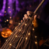 63" Halloween Witches Broom Decor, Witches Broom Halloween Decor, Built-in LED Lights