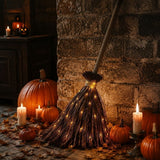 63" Halloween Witches Broom Decor, Witches Broom Halloween Decor, Built-in LED Lights