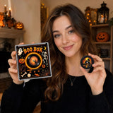 Halloween Rotating Light Up NFC Music Box Fridge Magnet, Mini Vinyl Record Player Spinning Display with Sound Playback & Magnetic Back,Decorative Magnet for Refrigerator Locker Kitchen