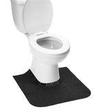 6 Pcs Washable U-Shaped Toilet Mats, Absorbent Commode Rugs for Kids Potty Training, Reusable Bathroom Floor Protector Padsk, Black
