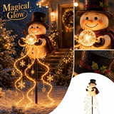 Solar Christmas Snowman Garden Stake Light, Resin Snowman Pathway Decor Lamp with Warm Fairy String Lights, Snowflake & Star Ornaments for Outdoor Yard Lawn Holiday Decoration In Australia - Darrahopens