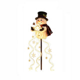 Solar Christmas Snowman Garden Stake Light, Resin Snowman Pathway Decor Lamp with Warm Fairy String Lights, Snowflake & Star Ornaments for Outdoor Yard Lawn Holiday Decoration