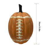 Football Themed Resin Pumpkin Statue, 11.8 Inch Realistic Fake Pumpkin Decor, Rustic Fall Table Centerpiece & Yard Ornament for Sports Fans, Halloween Tiered Tray Mantel Patio Lawn Display
