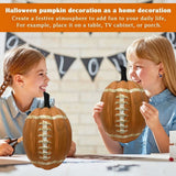 Football Themed Resin Pumpkin Statue, 11.8 Inch Realistic Fake Pumpkin Decor, Rustic Fall Table Centerpiece & Yard Ornament for Sports Fans, Halloween Tiered Tray Mantel Patio Lawn Display