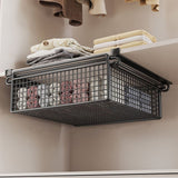 Darrahopens Home & Garden > Storage > Clothing & Wardrobe Storage Pull Out Cabinet Storage Basket,Under Cabinet Hanging Drawer,Metal Wire Mesh Storage Basket Organizer,for Kitchen Office Wardrobes Cupboard (Blcak,35x35x10cm) In Australia - Darrahopens