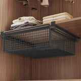 Darrahopens Home & Garden > Storage > Clothing & Wardrobe Storage Pull Out Cabinet Storage Basket,Under Cabinet Hanging Drawer,Metal Wire Mesh Storage Basket Organizer,for Kitchen Office Wardrobes Cupboard (Blcak,35x35x10cm) In Australia - Darrahopens