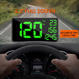 6.2" GPS Speedometer HUD Display with Overspeed & Fatigue Alerts – Universal Plug-and-Play Digital Odometer for Cars, Trucks, Motorcycles & More – Green Easy-Read Screen