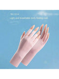 2 Pairs Sunscreen Gloves Nail Art Glove UV Protection Gloves Protector For Nail Art Gel UV LED Lamp Tool Nail Supplies Nail Tools Art Kit Press On Nails Pink+White