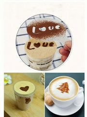 16Pcs Coffee Stencils Kit - Professional Barista Tools For Cappuccino, Latte Art, Milk Frothing - Food-Grade Plastic Cake Decorating Stencils - Perfect For Cafe, Valentine's Day Party