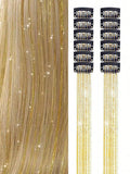 12Pcs Hair Tinsel Clip In 20Inch Fashion Glitter Tinsel Synthetic Straight Hair Extensions Clip In Hair Tinsel Kit Heat Resistant Shiny Sparkle Fairy Hair Accessories For Women Gold In Australia - Darrahopens