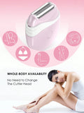 Electric Epilator For Women Portable Hair Removal Device Lady Razor Hair Shaver 3 IN 1 Multifunction Cordless Electric Trimmer For Body Leg Armpit Bikini Private Part Hair Remove Machine Pink