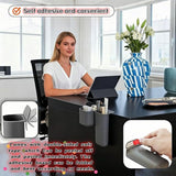 Sticky Desk Organizer, 3-Pack Monitor Side Storage with Adhesive - Multifunctional Desktop Pen Holder for Stationery, Jewelry, Remote Control - Space Saving Grey PP Material for Office & Home