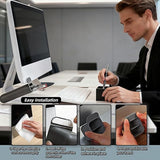 Sticky Desk Organizer, 3-Pack Monitor Side Storage with Adhesive - Multifunctional Desktop Pen Holder for Stationery, Jewelry, Remote Control - Space Saving Grey PP Material for Office & Home